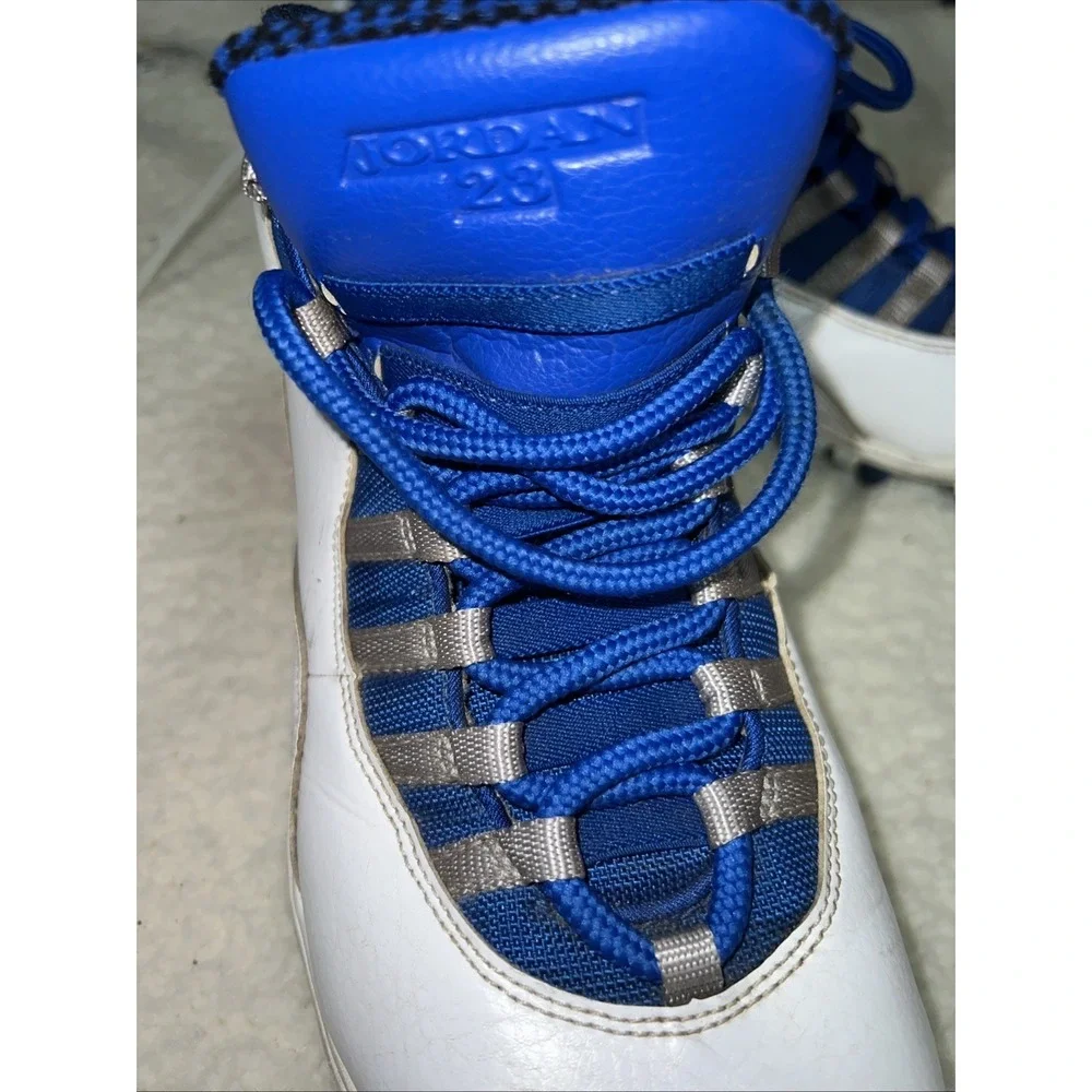 Nike Air Jordan‎ 10 TD Football Cleats Blue White Men's Size 9.5 US CQ2073-104